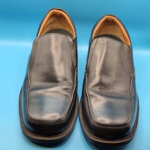 Men's Black Leather Slip-On Shoes